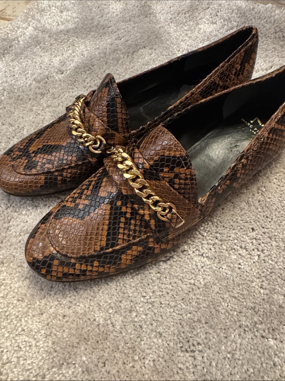 Marc Fisher LTD MLNickie2 Brown Snakeskin Leather Loafers Sz 9.5M